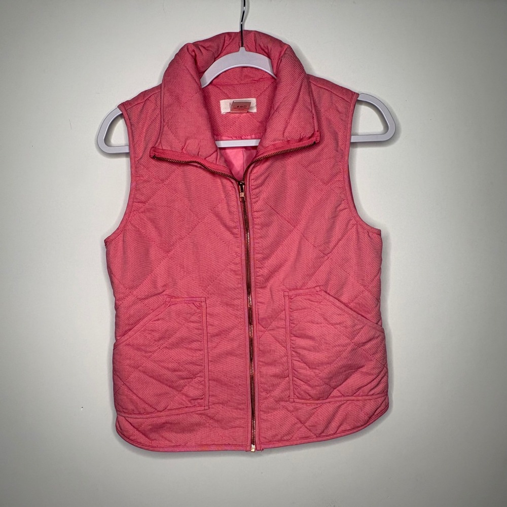 Peach Love California Pink Quilted‎ Zip Vest Small Coastal Preppy Boutique Chic